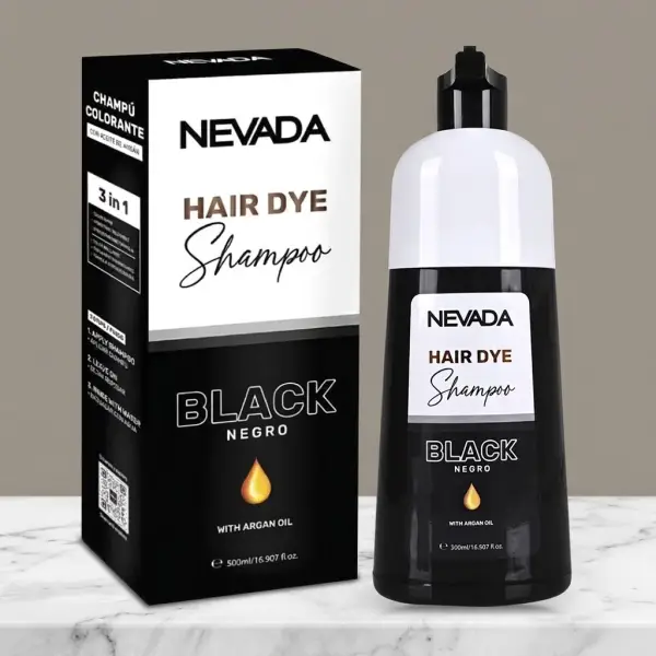Shampoo tinte negro Nevada con aceite de argán (500 ml)