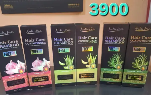 Set shampoo y acondicionador Nutri Hair sin sal 420g (ajo, aloe vera y romero)